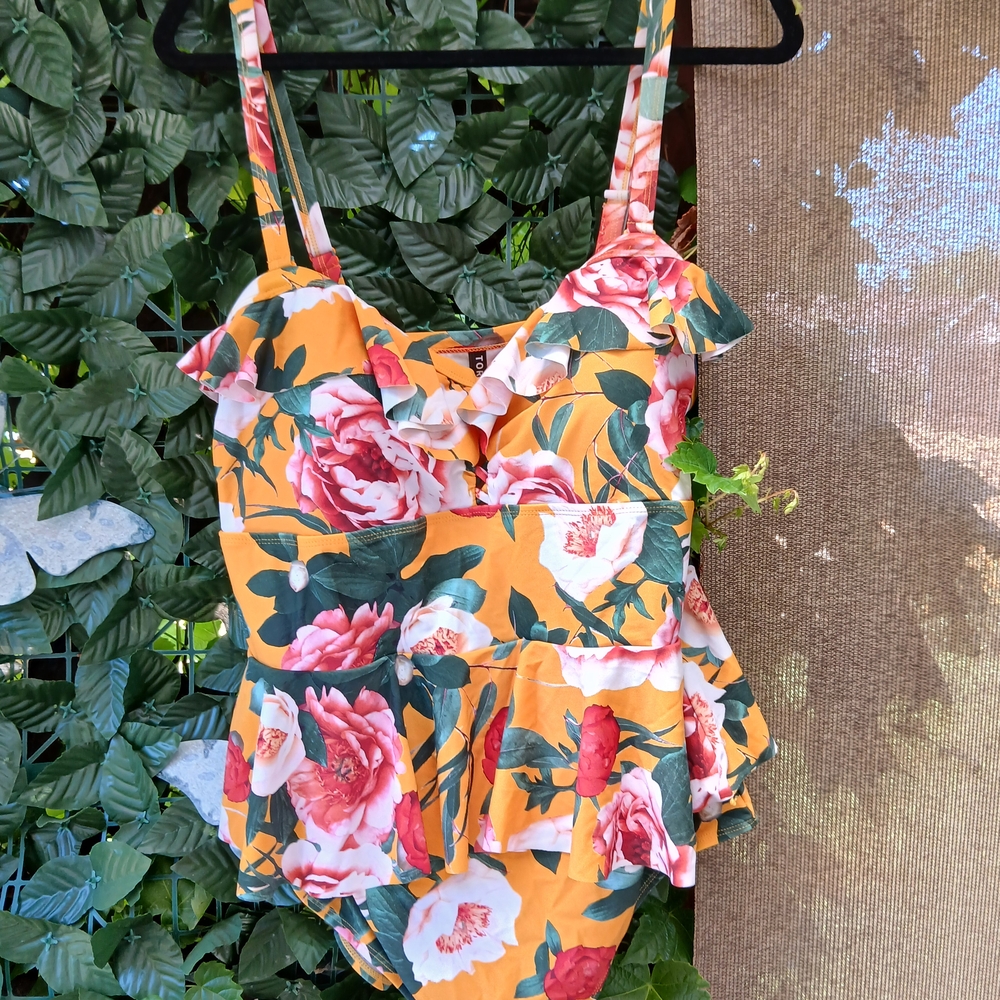 Torrid Yellow Floral Swimsuit